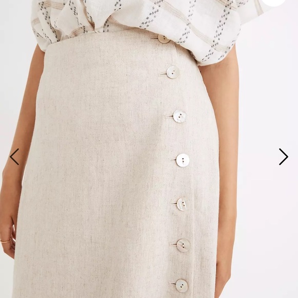 Madewell Linen Blend Side Button Midi Skirt - Picture 4 of 8